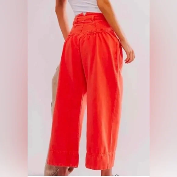 NWOT Free People Sweet Talk Red Mango Chino Pants- Size 10 - Picture 2 of 10